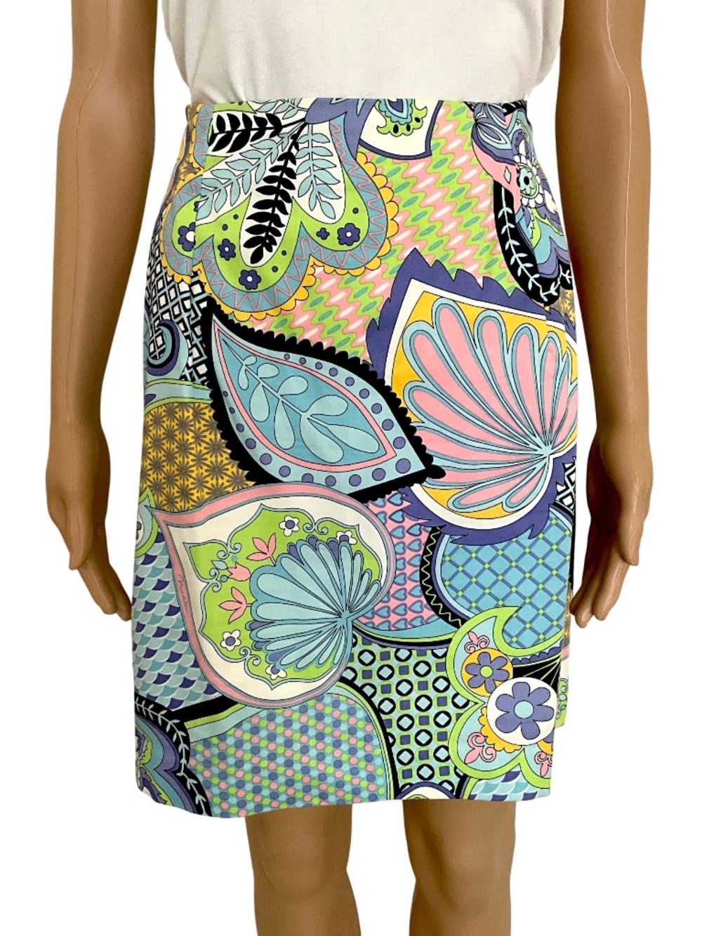 Melly M Multicolor Cotton Stretch Skirt Knee Length Summer Print Size 4